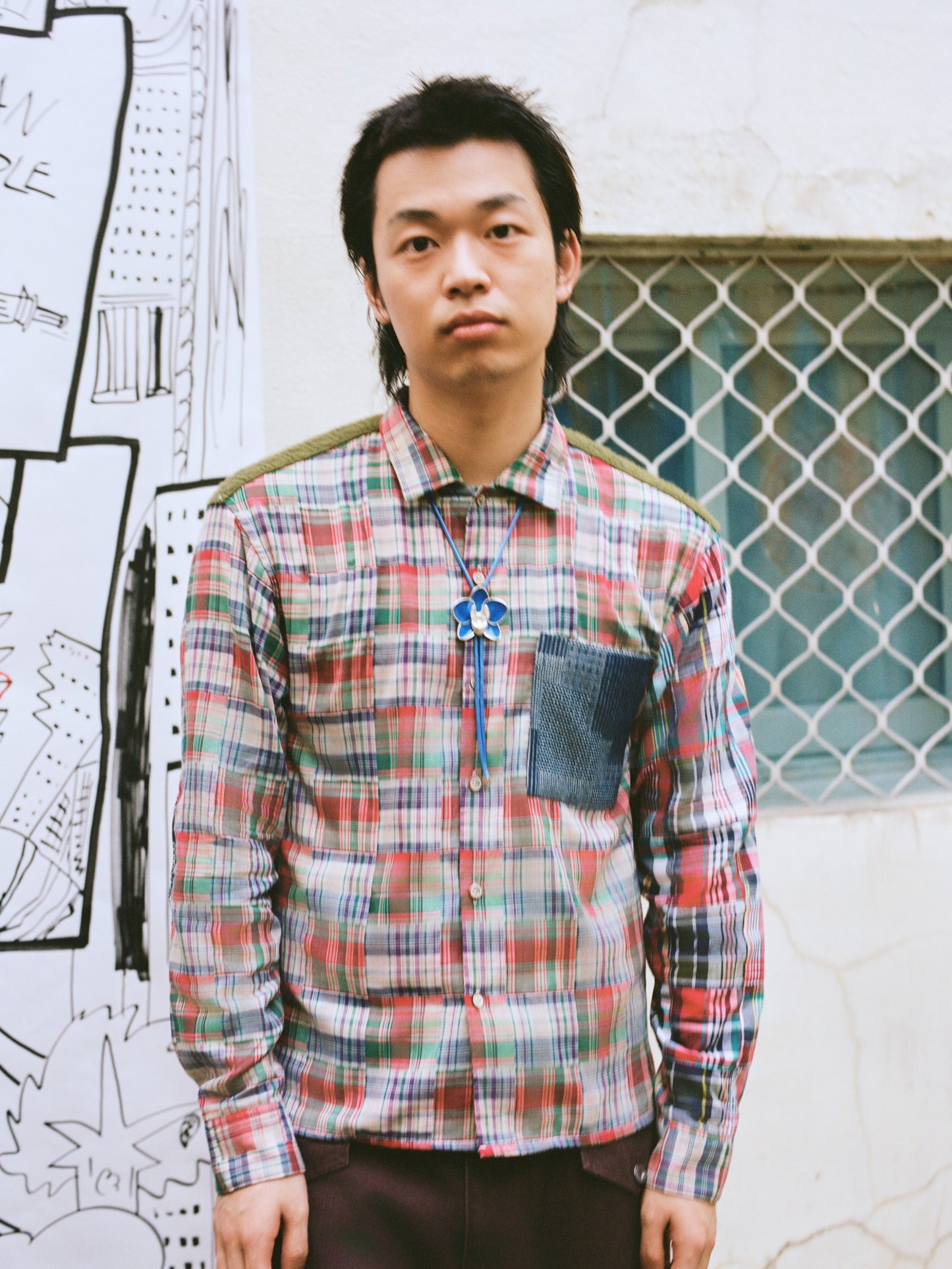 Paneled Plaid L/S Shirt