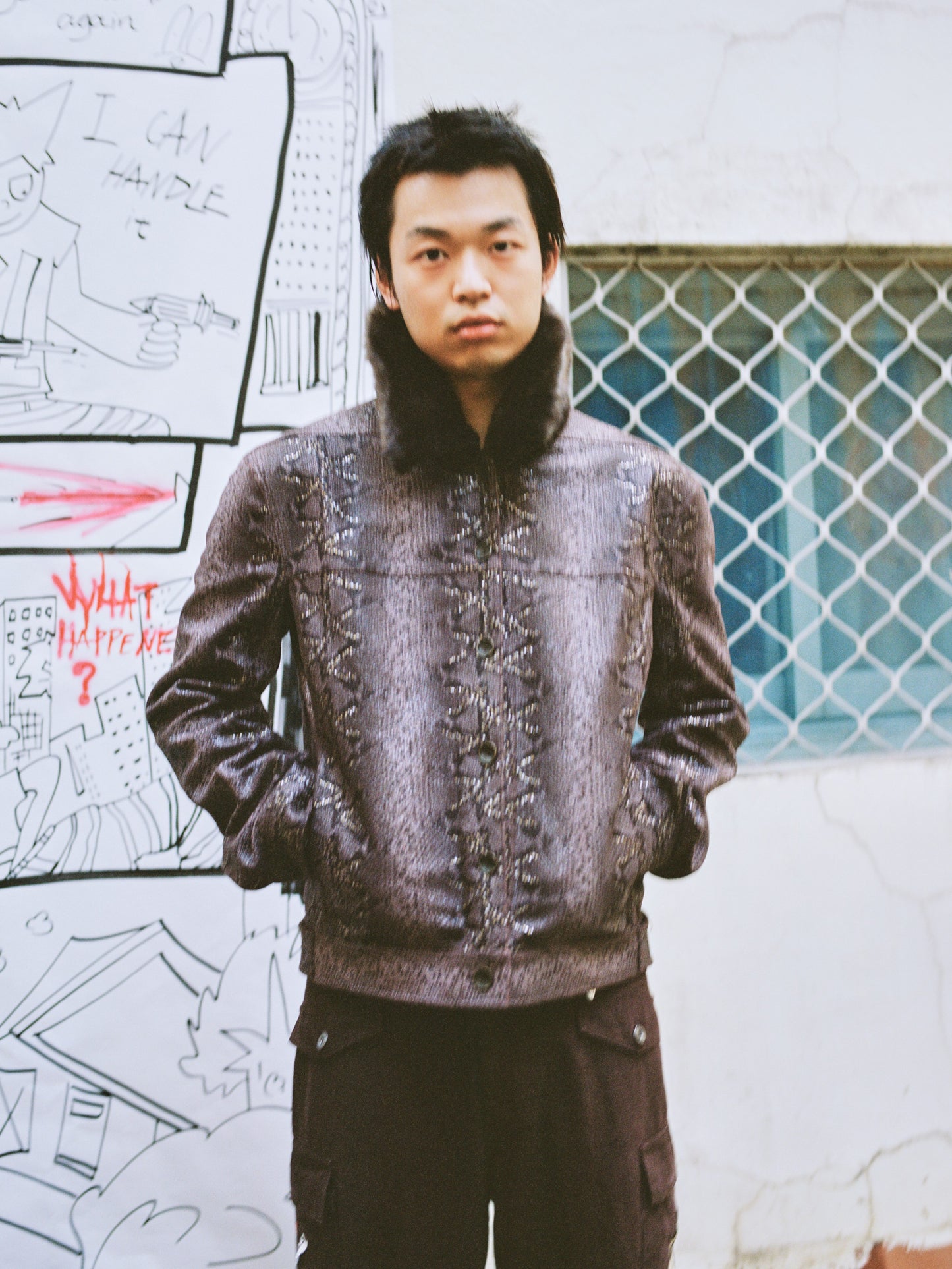 Fur Collar Leather Work Jacket