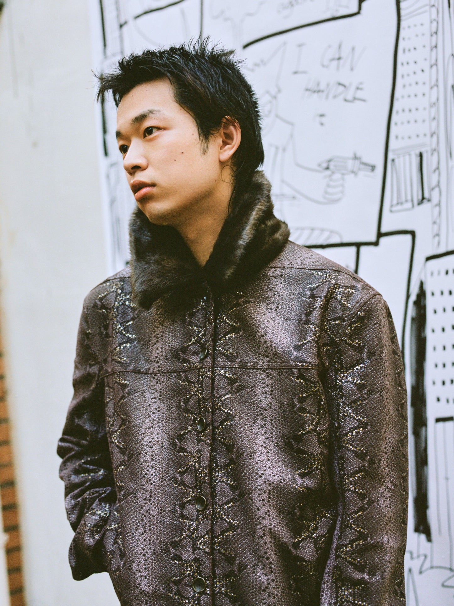 Fur Collar Leather Work Jacket