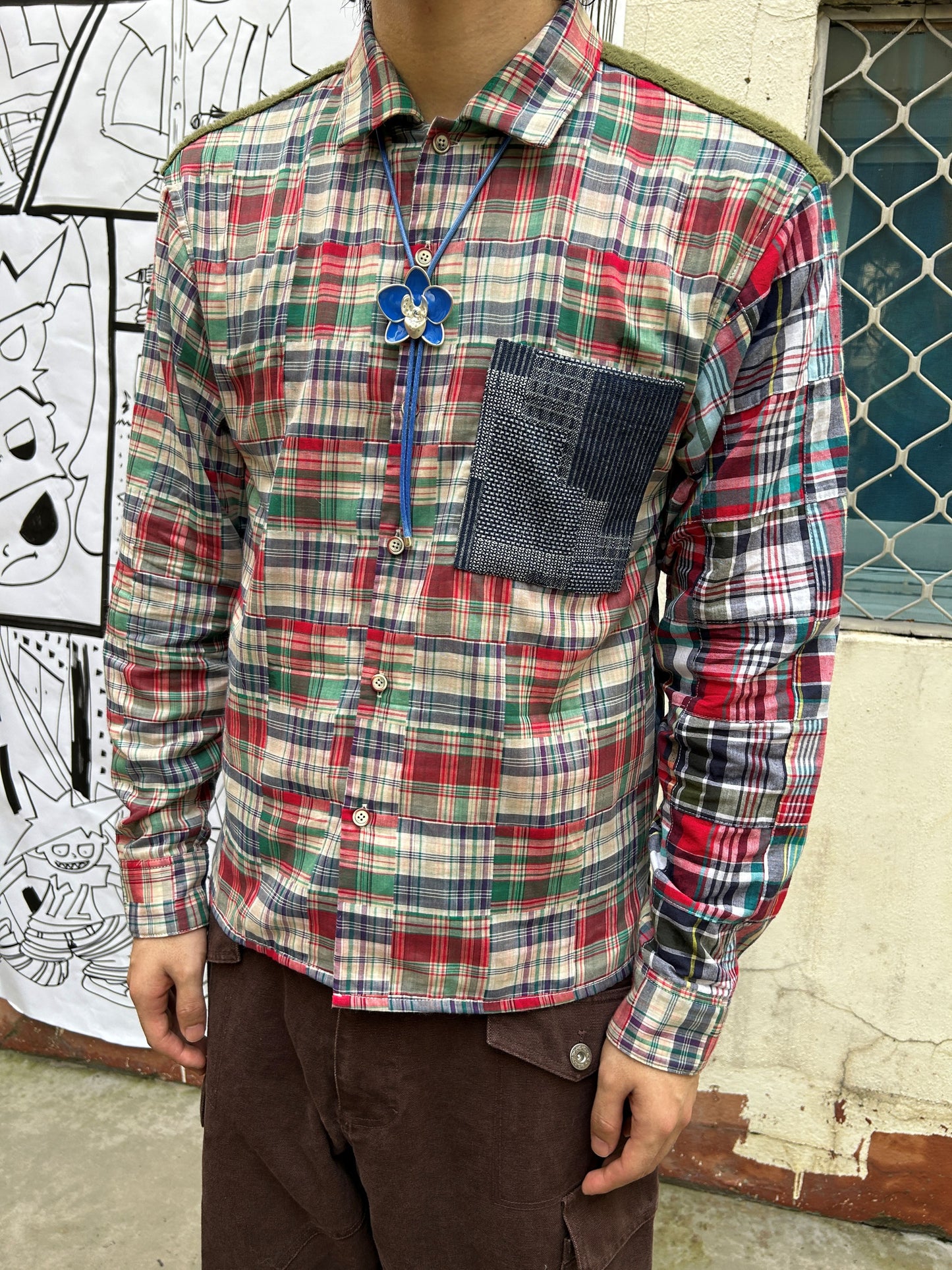 Paneled Plaid L/S Shirt