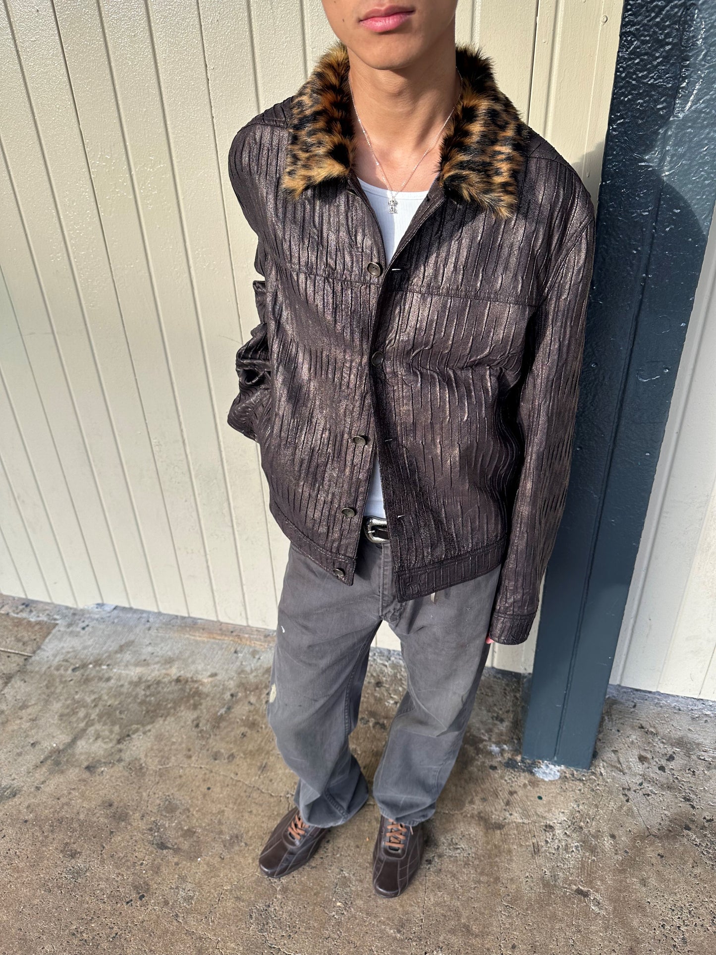 Pleated Suede Jacket