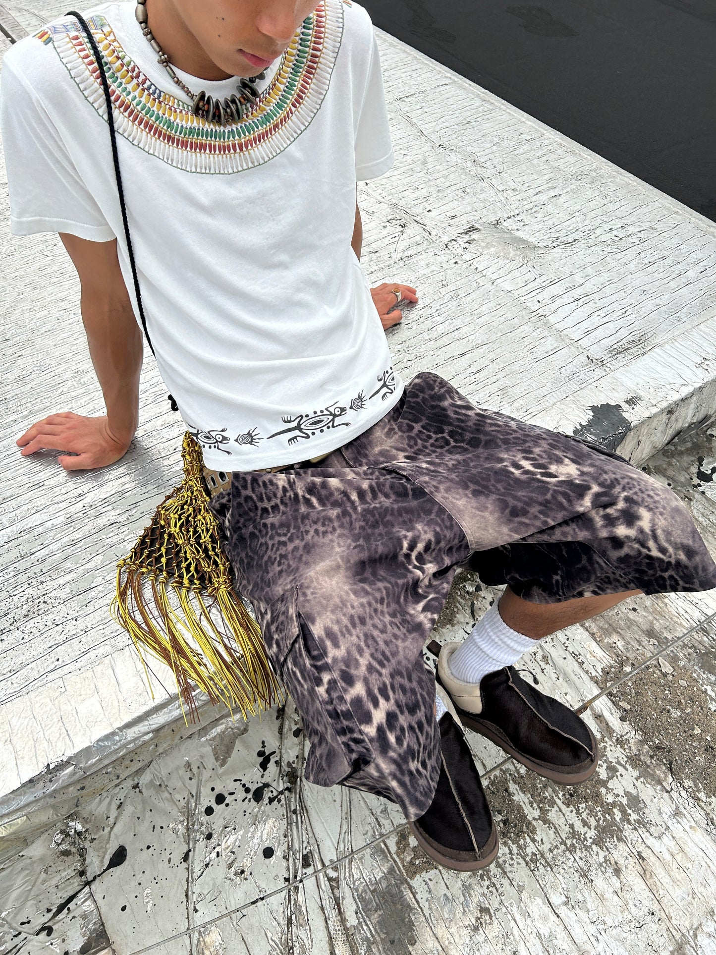 Yan L. Leopard Suede Shorts