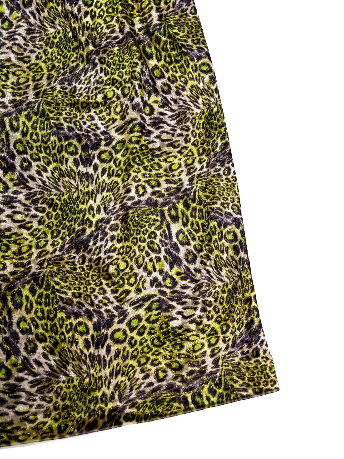 Golden Green Leopard Print Velvet Shorts