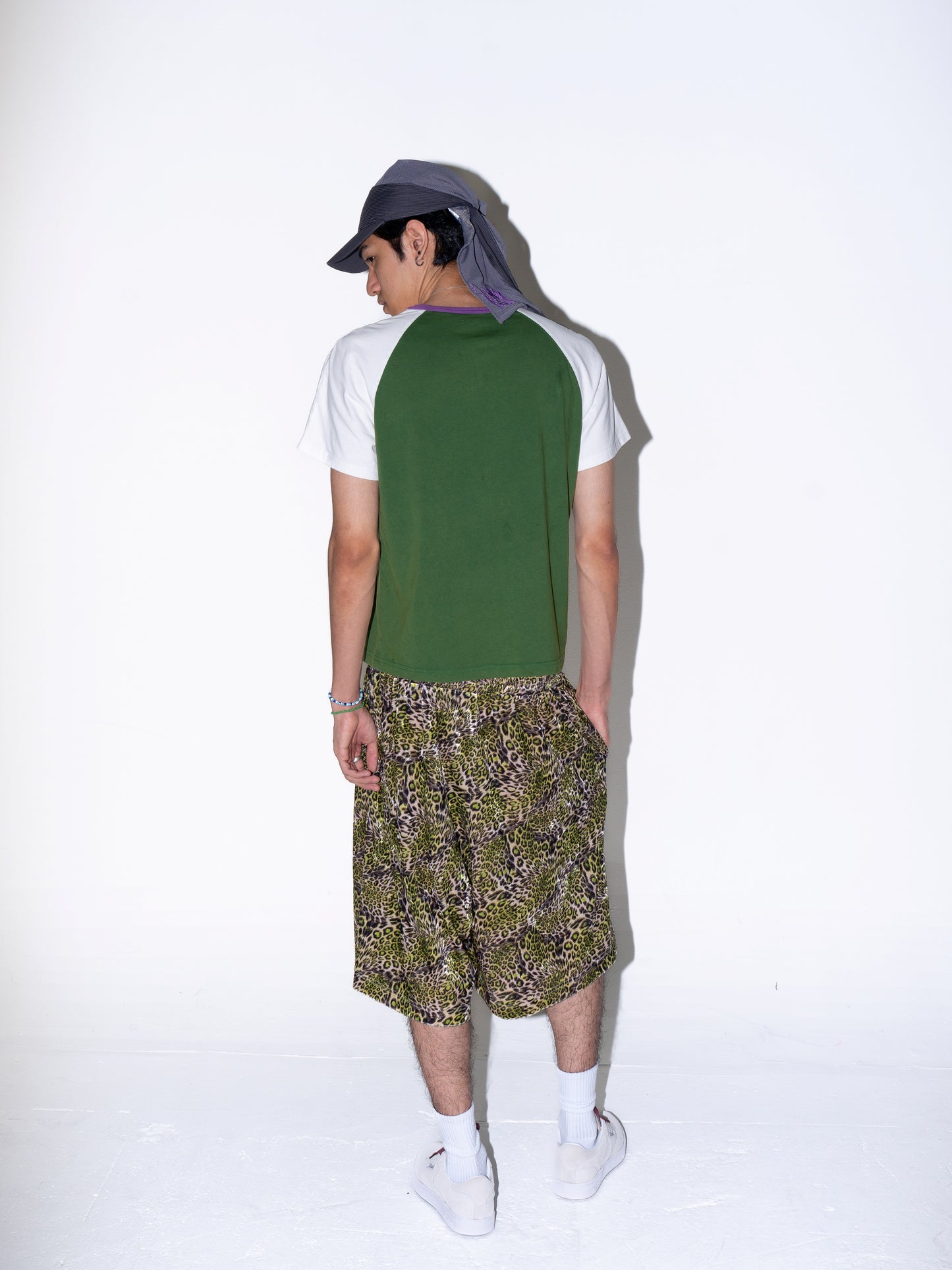 Golden Green Leopard Print Velvet Shorts