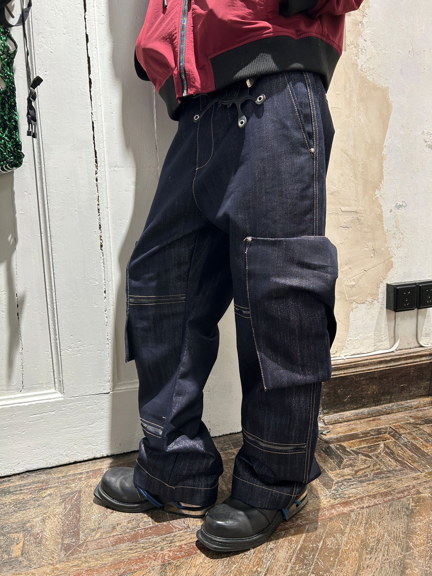 Okayama Metallic Thread Denim Cargo Pants