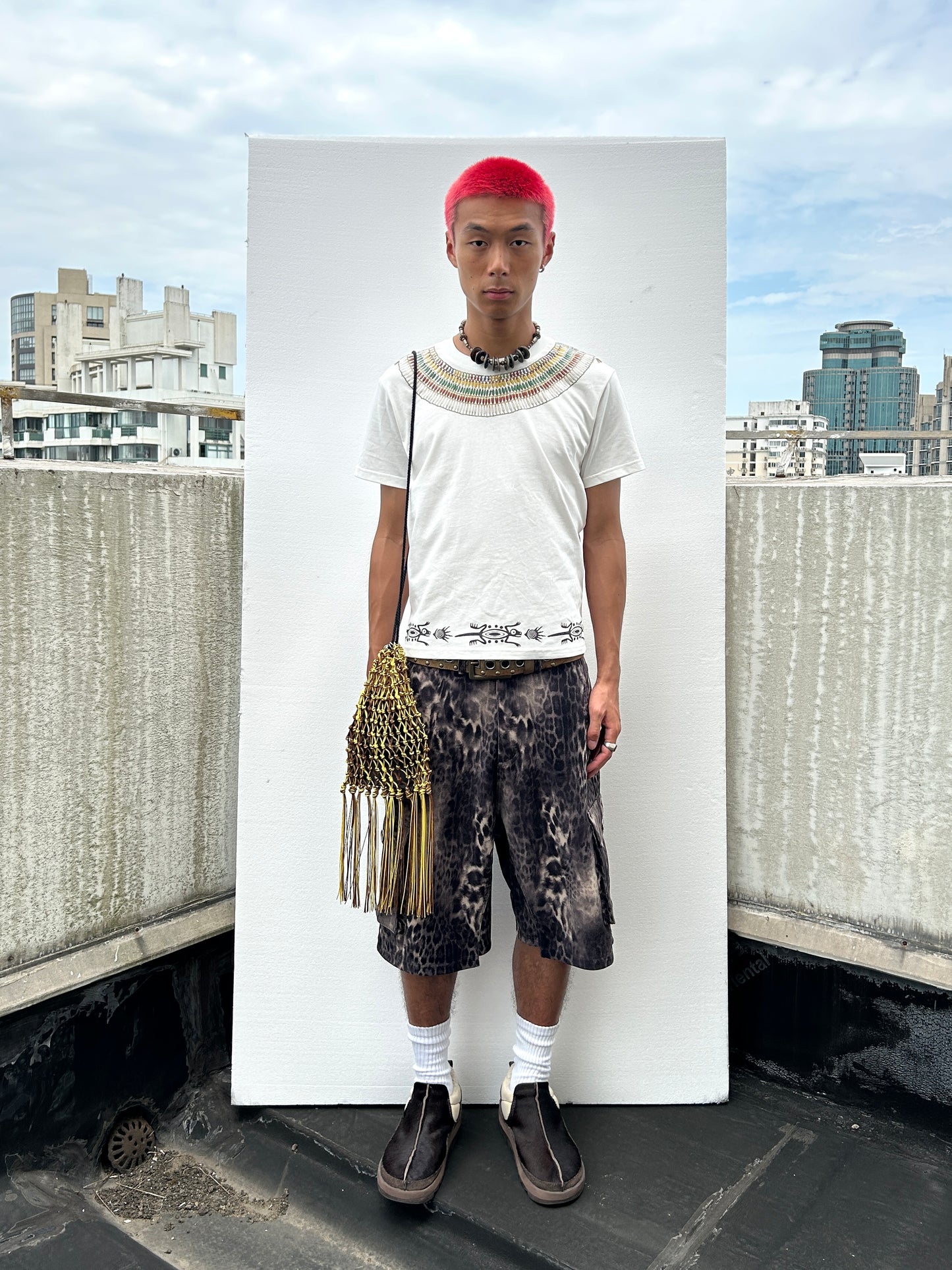 Yan L. Leopard Suede Shorts