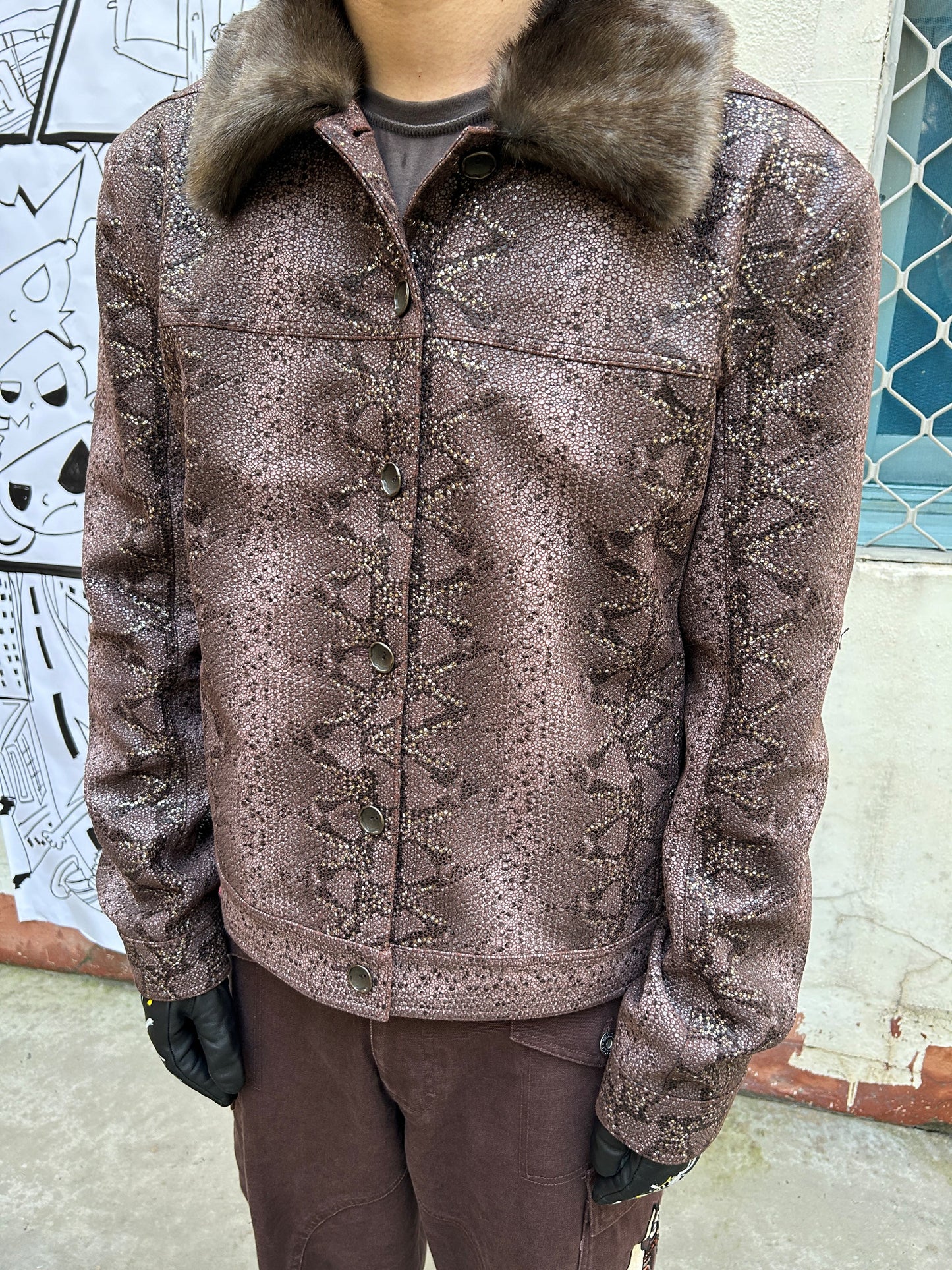 Fur Collar Leather Work Jacket