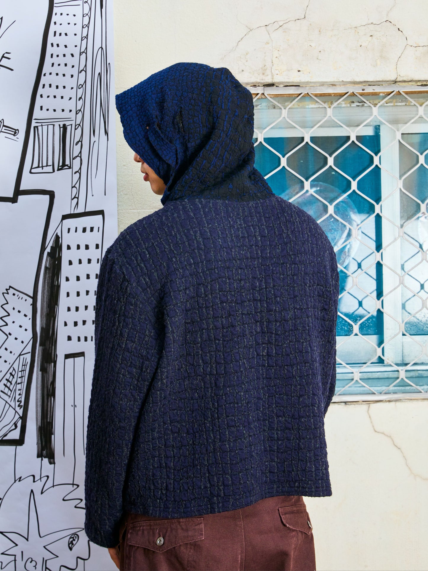 Braided Hood Wool Hoodie