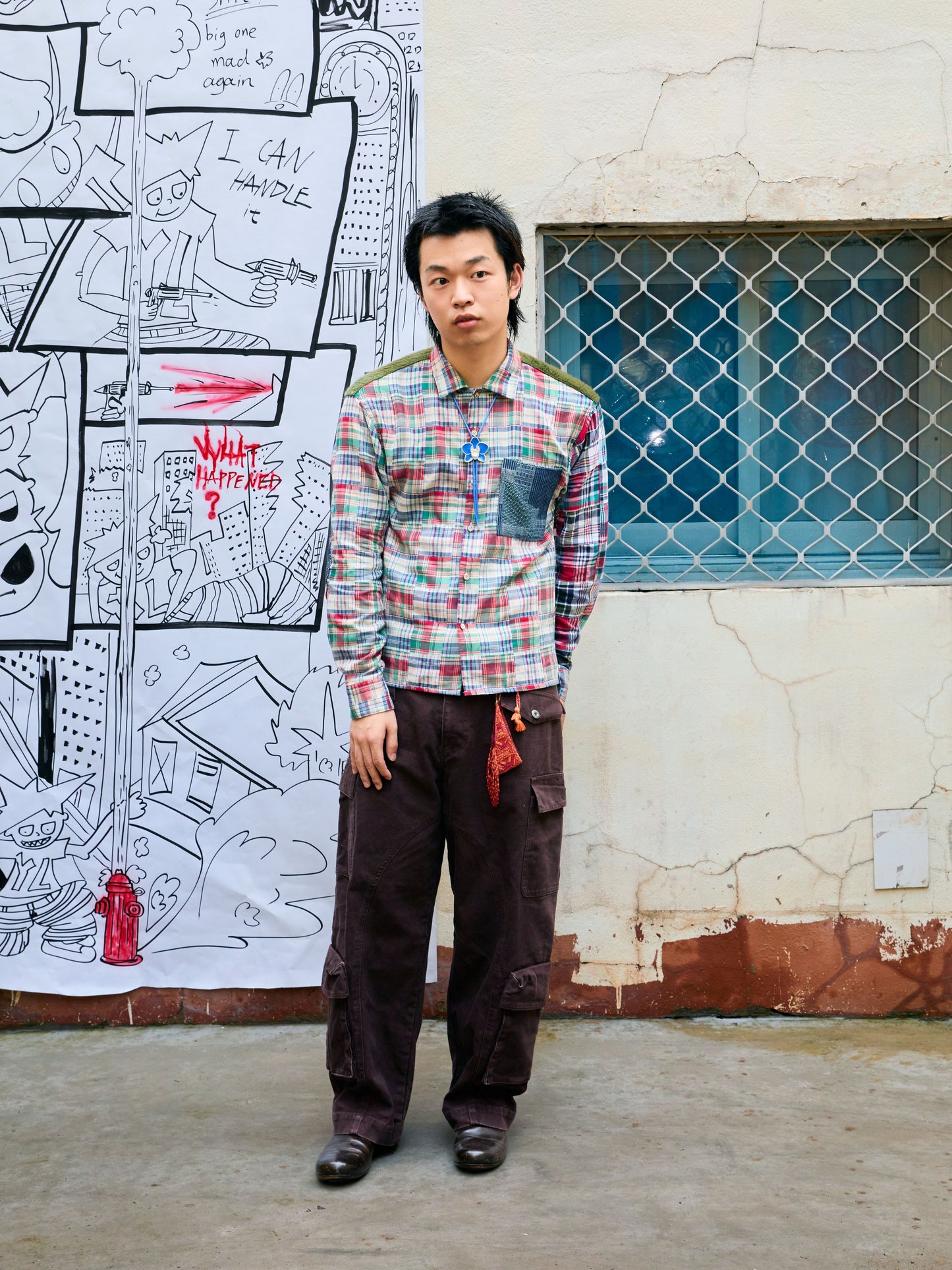 Paneled Plaid L/S Shirt