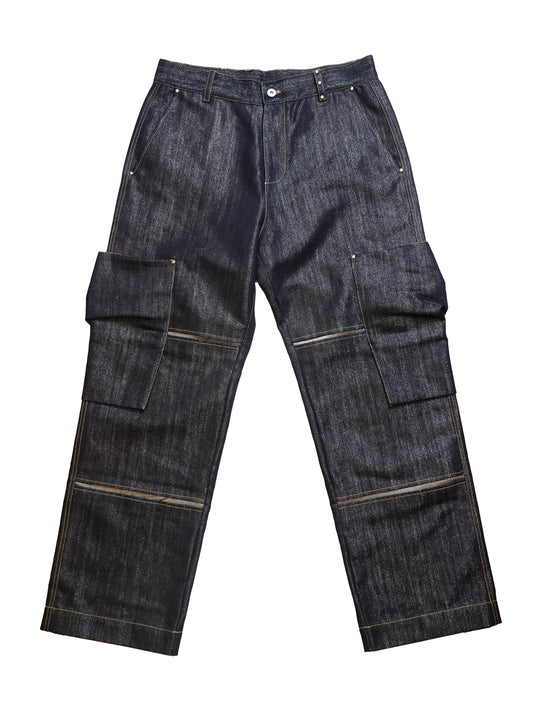 Okayama Metallic Thread Denim Cargo Pants
