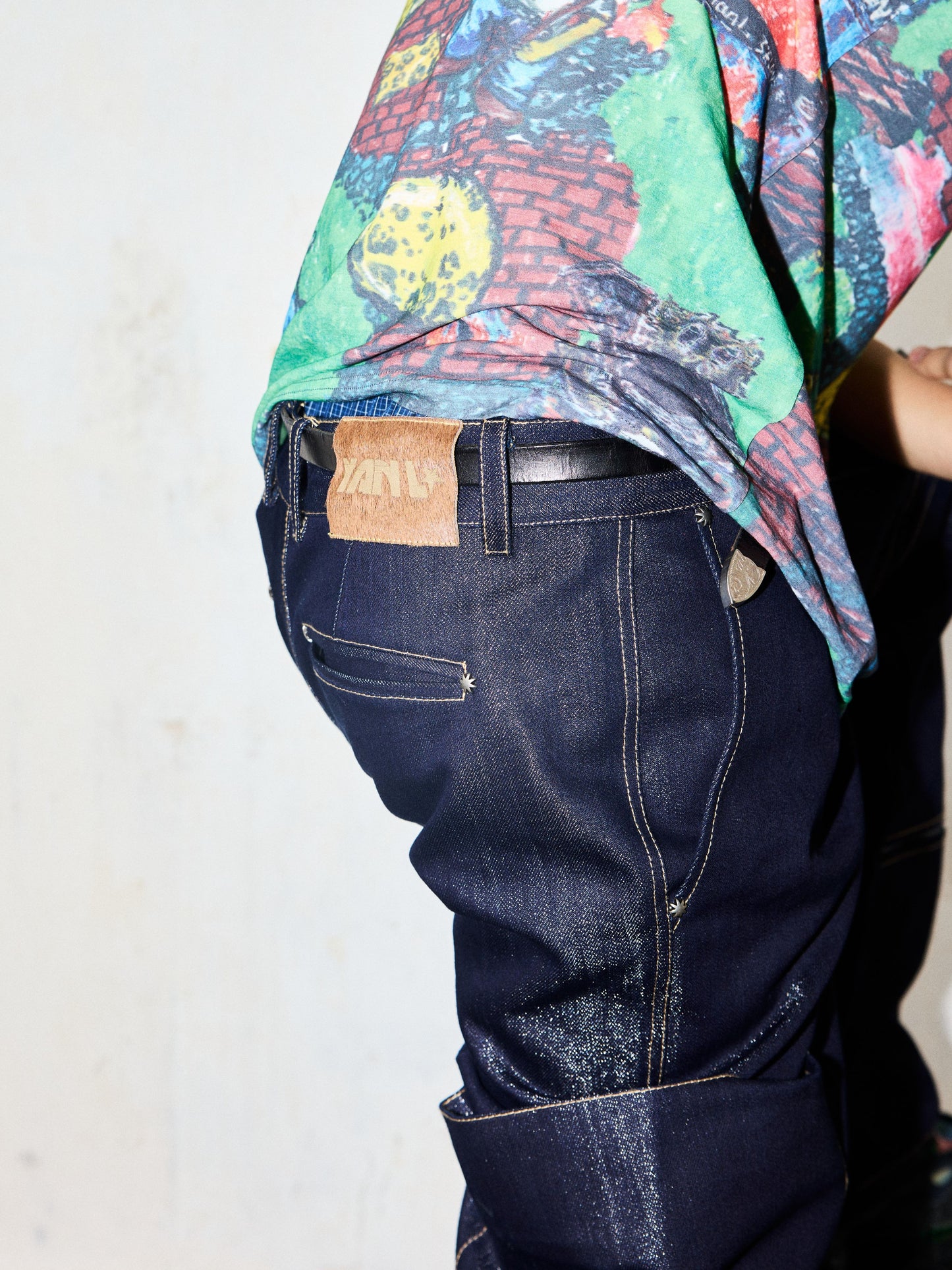 Okayama Metallic Thread Denim Cargo Pants