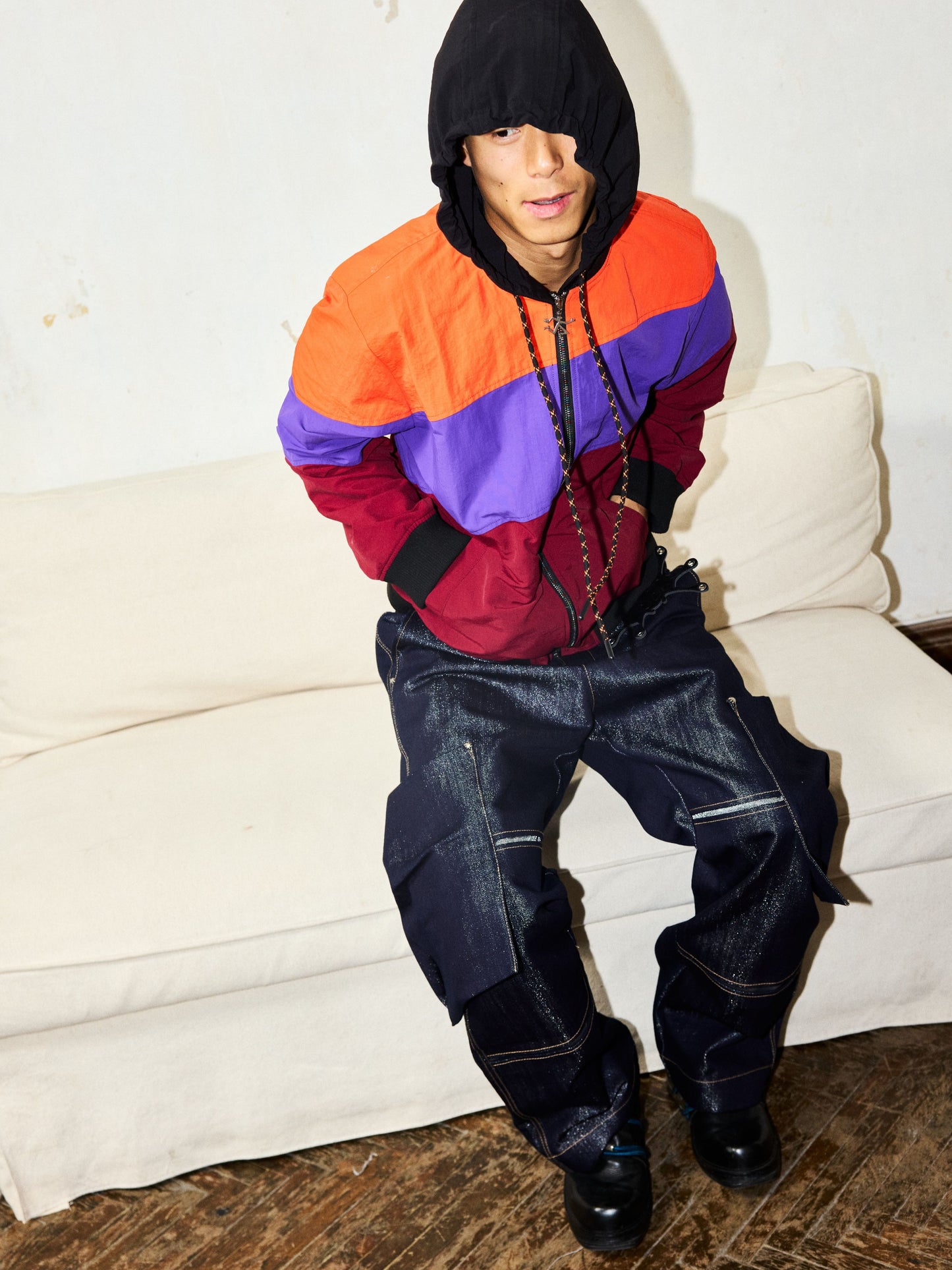 Okayama Metallic Thread Denim Cargo Pants