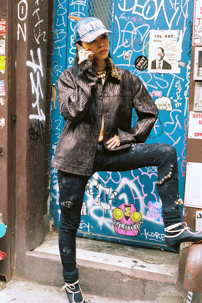 Pleated Suede Jacket