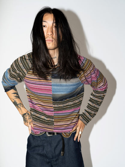Irregular Striped Long Sleeve Tee