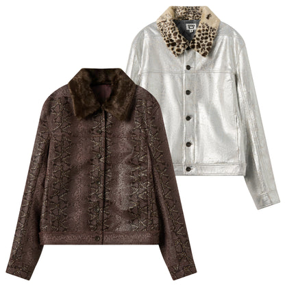 Fur Collar Leather Work Jacket